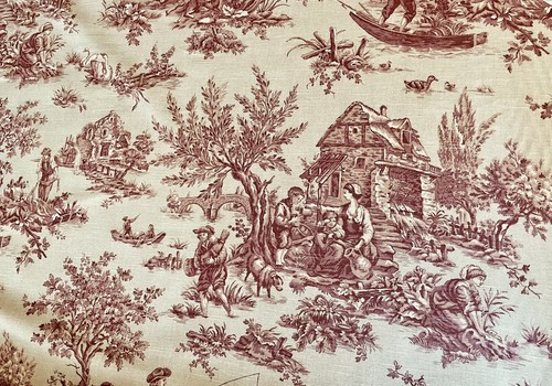 Toile print fabric red - toile,