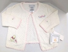 Walt Disney Sz L Pooh Little Roo Mama Too Knit Sweater Pink Scallop Edge Floral