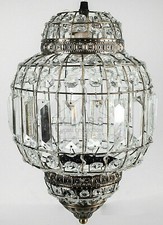 Clasic Moroccan Lantern Style Antique Brass Clear K9Crystal Ceiling Light Shade 