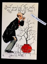 NICE EMBOSSED H. B. GRIGGS SIGNED POSTCARD - FAMILY TREE, YOUTH, MONOCLE GLASSES