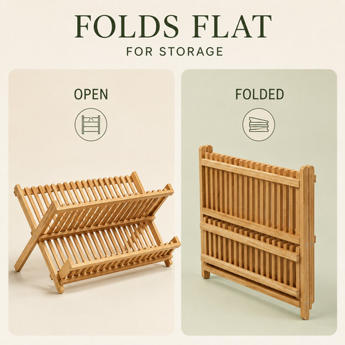 Foldable tier bamboo - foldable, dish
