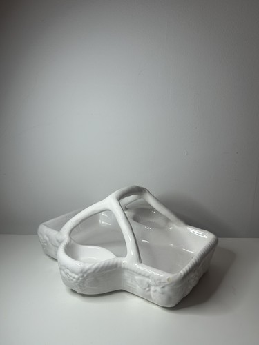 White pottery basket weave - basket,