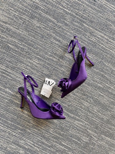 Zara purple satin heeled - purple,