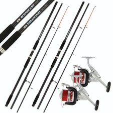 SEA FISHING SET UP 2 x 14ft RODS BEACHCASTER 2 x SEA FISHING REELS