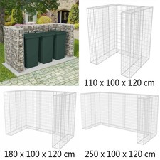 Single/Double/Triple Gabion Wheelie Bin Surround Steel Garden Basket Store Shed