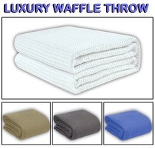 Luxury Weave Waffle Blanket Large Warm Cosy Travel Throw Sofa Over Bed Travel