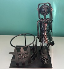 Flame Homeware Brutalist Metal Art Wine Bottle Holder • Lucy 