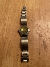 Vintage Storm Watch Silver Tone Yellow