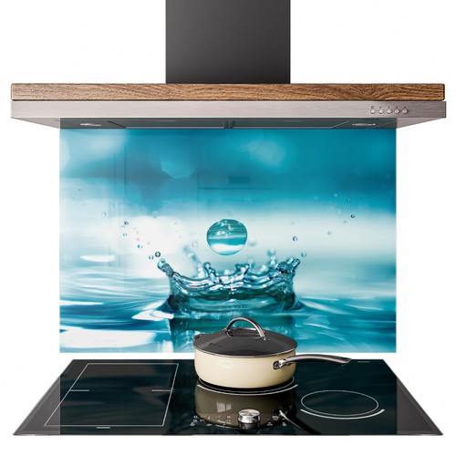 Glass splashback kitchen - kitchen, tile