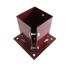 4" Bolt Down Fence Post / Support - 100MM Like Metpost Bolt Grip Holder - Brown