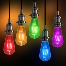 RED BLUE GREEN AMBER PURPLE Vintage LED Edison Style Light Bulbs Coloured ST58 