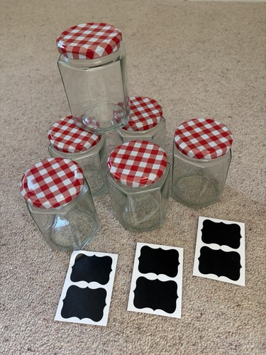 Pack hexagonal glass jars - 6,