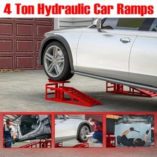 4 ton Hydraulic Car Ramps 2PC Heavy Duty Garage Auto Van Bottle Lift Jack Ramp