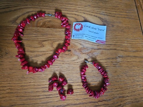 Red coral matching necklace - red,