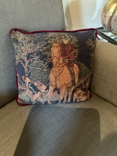 Fox hunt tapestry pillow - fox,