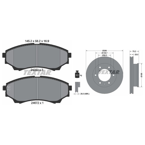 Textar front brake - discs, &