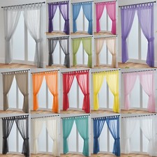 Voile curtain pair - plain, tab
