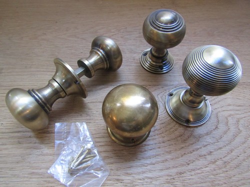 Antique brass door knobs rim - door,