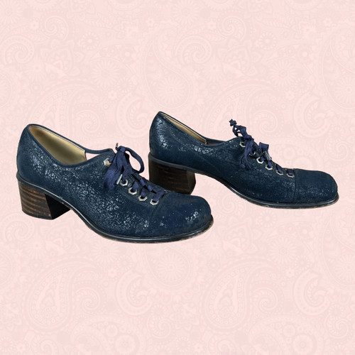 Vintage 70s blue crackled - crackled, faux