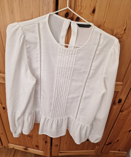 Zara white solid - solid, ruffle