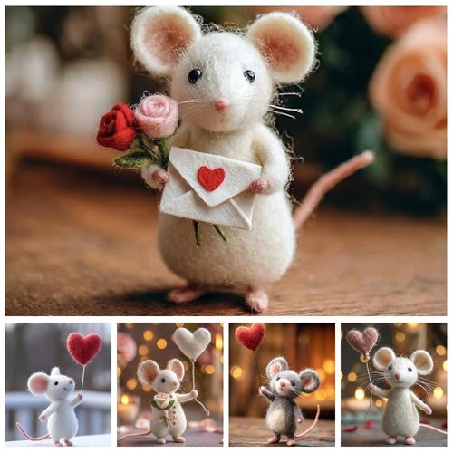 Handmade felt mice ornaments - felt,