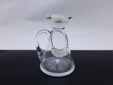 Edwardian 1906 Sterling Silver & Glass Whisky Noggin Decanter & Label Hallmarked