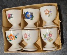 6 X Vintage Egg Cups, white