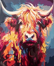Highland Cow Painting by Numbers For Adults   50 x 40cm - Christmas Gift