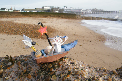 Seashell hauler boat with - hauler, -boat