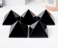 1pc Natural Obsidian Quartz Pyramid Chakra Healing Crystal Energy Tower decor