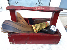 VINTAGE WOODEN  CRATE SHOE SHINE CLEANING BOX & BRUSHES