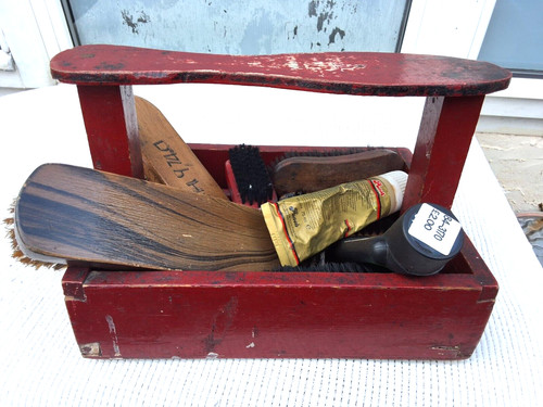 Vintage wooden crate shoe - wooden,