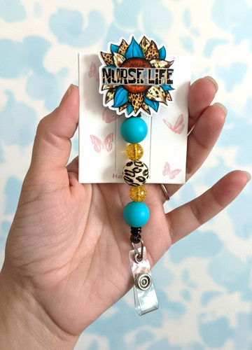 Nurse beaded badge reel clip - nurse,