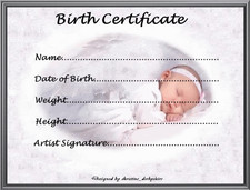 SILVER GREY BIRTH CERTIFICATE/CERTIFICATES 4 REBORN FAKE BABY DOLL approx 7"x 5"