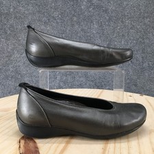 Wolky Shoes Womens 38 Ballet Flats Slip On Comfort Pump Round Toe Gray Leather