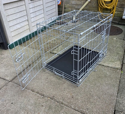 Foldable dog cage grey front - cage,