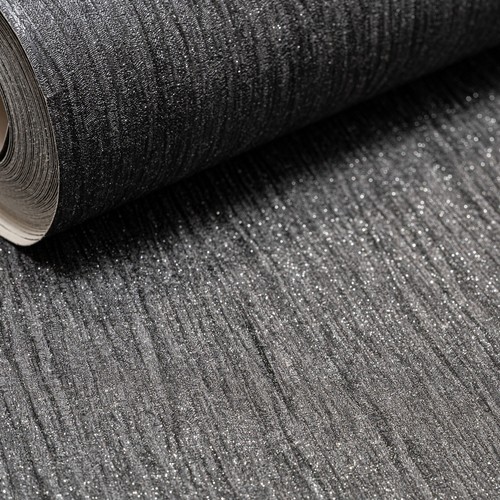 Plain black glitter wallpaper - black,