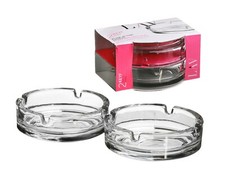 Clear Round Glass Ashtrays Set