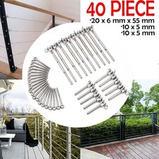 40pcs DIY Balustrade Kit Jaw/Swage Fork Turnbuckle for Stainless Steel Wire Rope