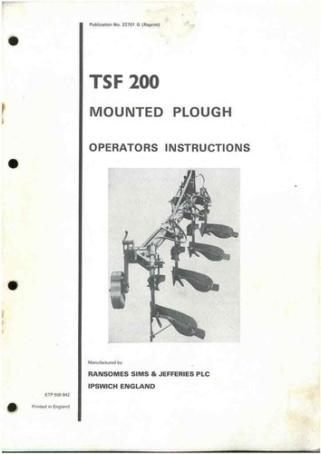 Ransomes mounted plough tsf200 - mounted,
