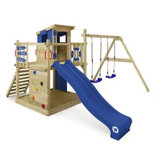 WICKEY Smart Camp - Wooden climbing frame - Swing set with sandpit and slide