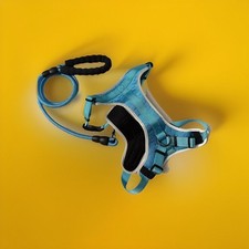 Supet Reflective Non-pull Padded Chest Dog Harness With Lead. L Turquoise New