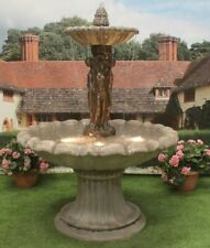 LARGE 3 GRACE FOUNTAIN SELF CONTAINED STONE WATER FEATURE GARDEN ORNAMENT