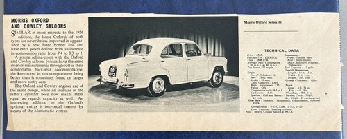 Car advert 1956 - morris, oxford