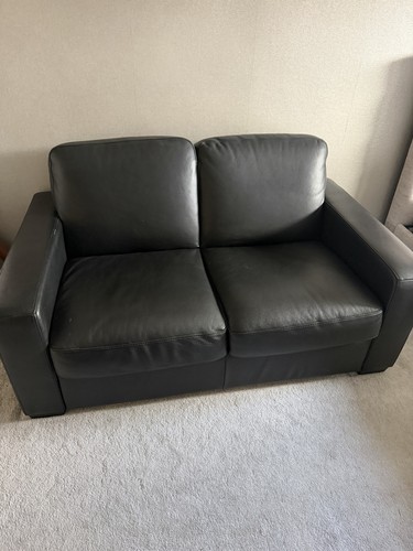 Black leather seater - black, 2