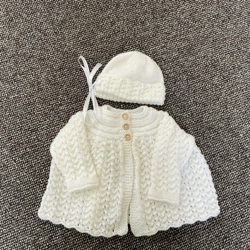 New hand knitted white baby - hand,