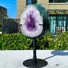 Amethyst Geode Slice - Natural Deep Purple - w/ Stand - 3.8lb