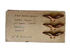 WW2 RAF PATHFINDER WINGS X 3 ORIGINALS, SAMPLES ON CARD. J.R.GAUNT, LONDON.
