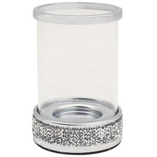 25cm Glass Candle Holder Sparkling Crystal Diamante Style Pillar Tealight Votive