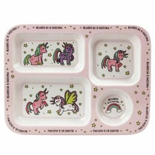 Little Stars Pink Unicorn Children Section Tray Dinner Lunch Plate Melamine 